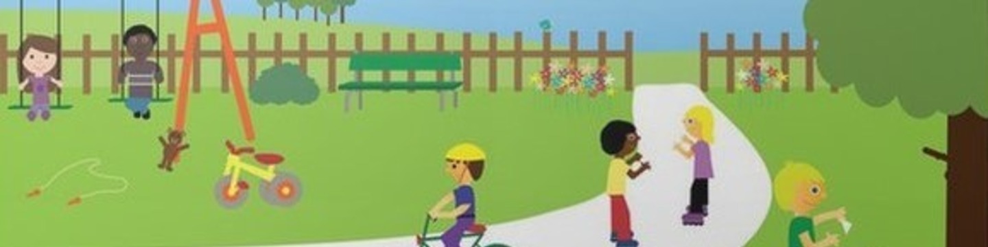 Tekening van spelende kinderen